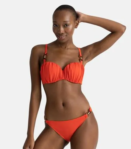 Dorina Coral Ruched Bikini Top New Look
