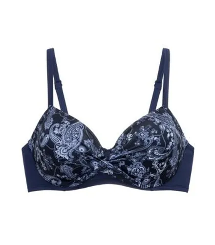 Dorina Curves Blue Paisley Print Bikini Top New Look