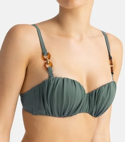Dorina Green Ruched Bikini Top New Look