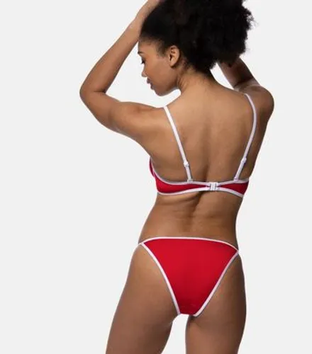Dorina Red Contrast Trim Bikini Bottoms New Look