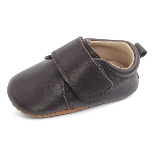 Dotty Fish Leather First Walking Baby Shoe. Classic Brown