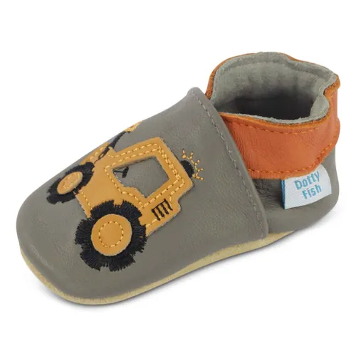 Dotty Fish Soft Leather Baby Shoes. Toddler Shoes. Grey