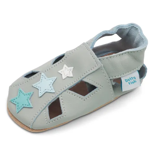 Dotty Fish Soft Leather Baby Shoes with Suede Soles. Boys &