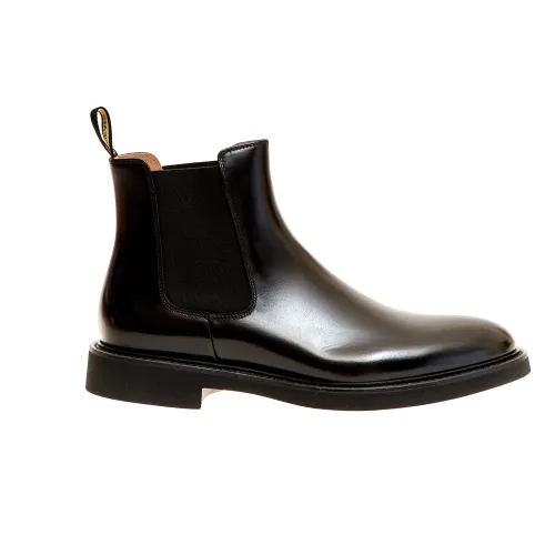 Doucal's , Black Beatles Leather Shoes ,Black male, Sizes: