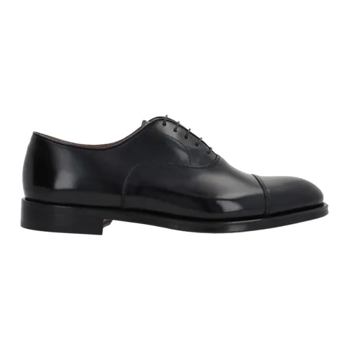 Doucal's , Black Brushed Leather Oxford Shoes ,Black male, Sizes: