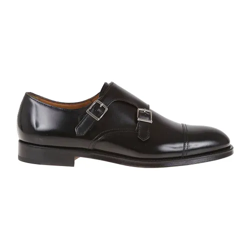 Doucal's , Black Double Buckle Cap Toe Shoes ,Black male, Sizes: