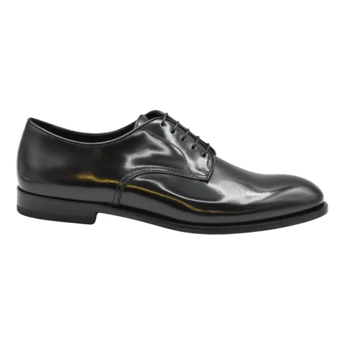 Doucal's , Black Leather Derby Shoes ,Black male, Sizes: