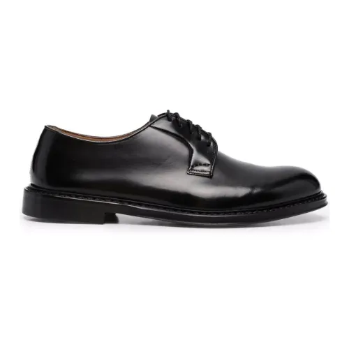Doucal's , Black Leather Derby Shoes for Business Attire ,Black male, Sizes:
