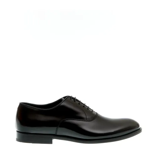 Doucal's , Black Leather Lace-Up Shoes ,Black male, Sizes: