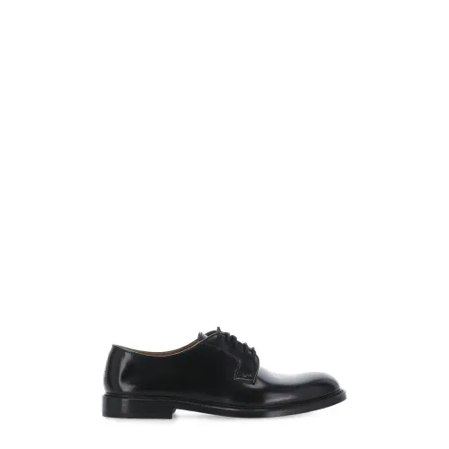 Doucal's , Black Leather Lace-up Shoes ,Black male, Sizes: