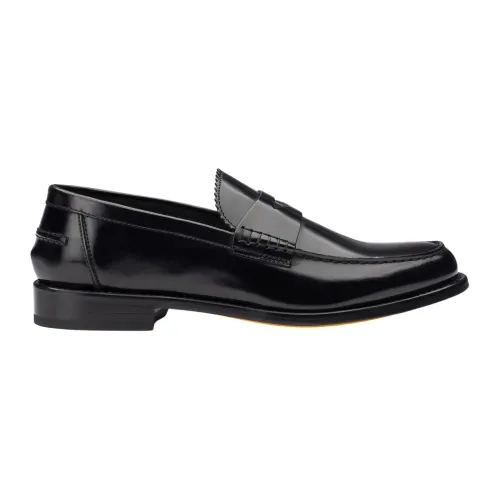 Doucal's , Black Leather Moccasin Shoe ,Black male, Sizes: