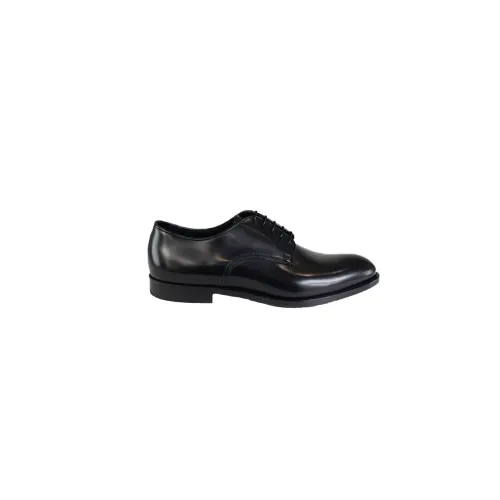 Doucal's , Black Leather Sole Derby ,Black male, Sizes: