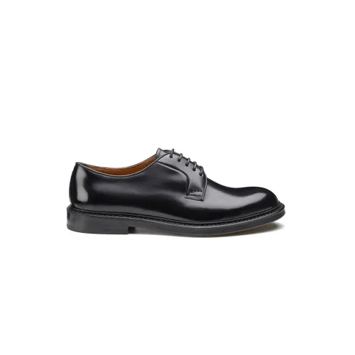 Doucal's , Black Smooth Leather Derby Lace-up Shoes ,Black male, Sizes: