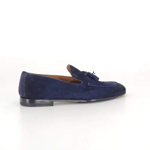 Doucal's , Blue and Green Moccasins for Men ,Blue male, Sizes: