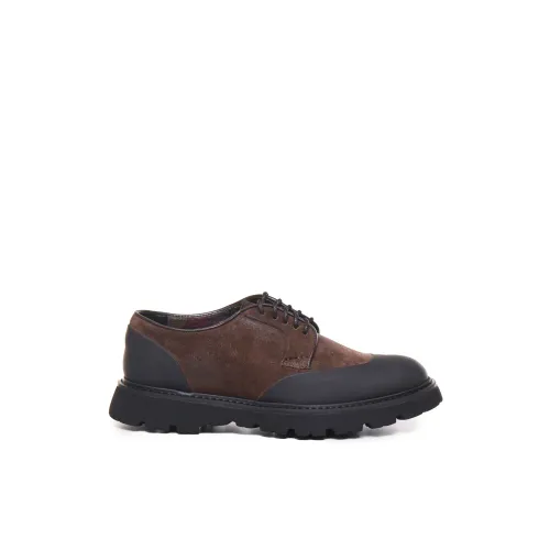 Doucal's , Blue/Brown Suede Rubber Flat Shoes ,Brown male, Sizes: