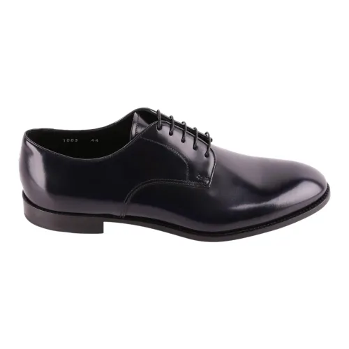 Doucal's , Blue Leather Lace-up Shoes for Fw21 ,Blue male, Sizes: