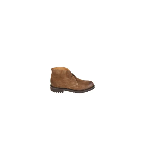Doucal's , Brown Suede Lace-Up Ankle Boots ,Brown male, Sizes: