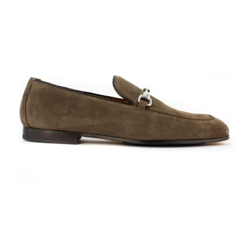 Doucal's , Brown Suede Leather Loafer with Horsebit Detail ,Brown male, Sizes: