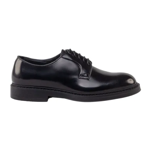 Doucal's , Brushed leather Derby lace-up shoes ,Black male, Sizes: