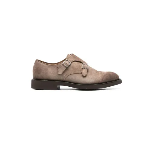 Doucal's , Classic Double Buckle Men`s Loafer in Oiled Leather ,Beige male, Sizes: