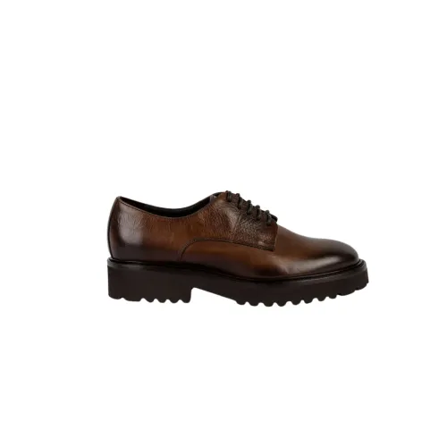 Doucal's , Classic Leather Derby Shoes with 3cm Heel ,Brown female, Sizes: