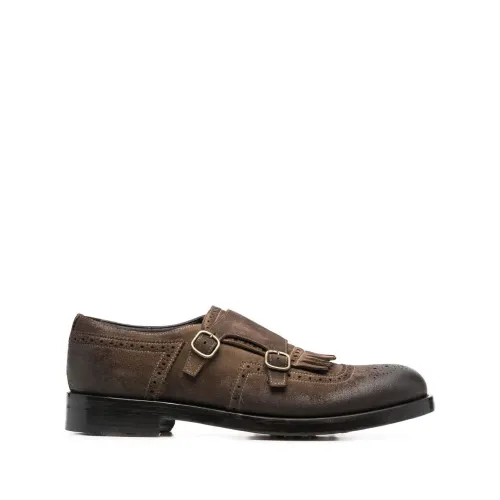 Doucal's , Double Buckle Kilty Shoes ,Brown male, Sizes: