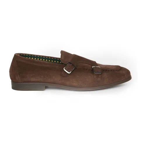 Doucal's , Double Buckle Suede Moccasins ,Brown male, Sizes: