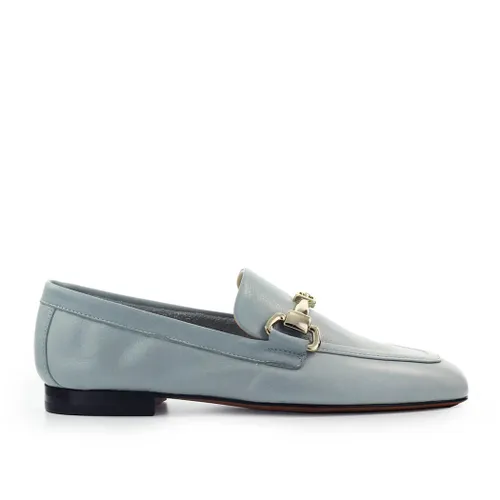 DOUCAL'S LIGHT BLUE LOAFER WITH GOLD LOGO