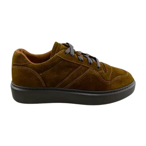 Doucal's , Men`s Suede Lace-up Sneakers ,Green male, Sizes: