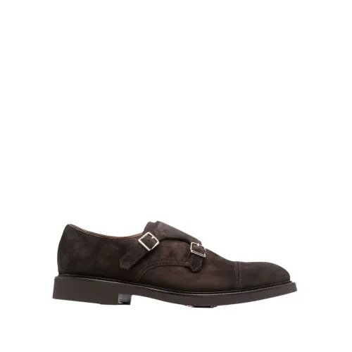 Doucal's , Suede Double Buckle Monk Shoes ,Brown male, Sizes: