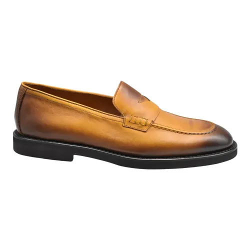 Doucal's , Yellow Leather Moccasin Shoes ,Yellow male, Sizes: