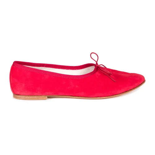 Douuod Woman , Italian Leather Ballerina Shoes ,Red female, Sizes: