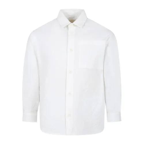 Douuod Woman , Ivory Cotton Long Sleeve Shirt ,White male, Sizes: