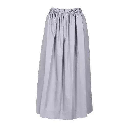 Douuod Woman , Poplin Elastic Waist Skirt Straight Cut ,Gray female, Sizes: