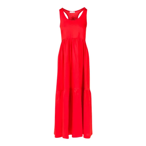 Douuod Woman , Ruffled Jersey Tank Dress ,Red female, Sizes: