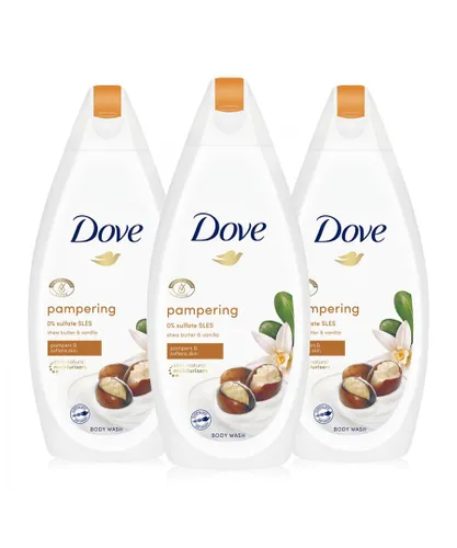 Dove Body Wash Sulfate-free Pampering Moisturiser Shea Butter & Vanilla, 3x450ml - Cream - One Size