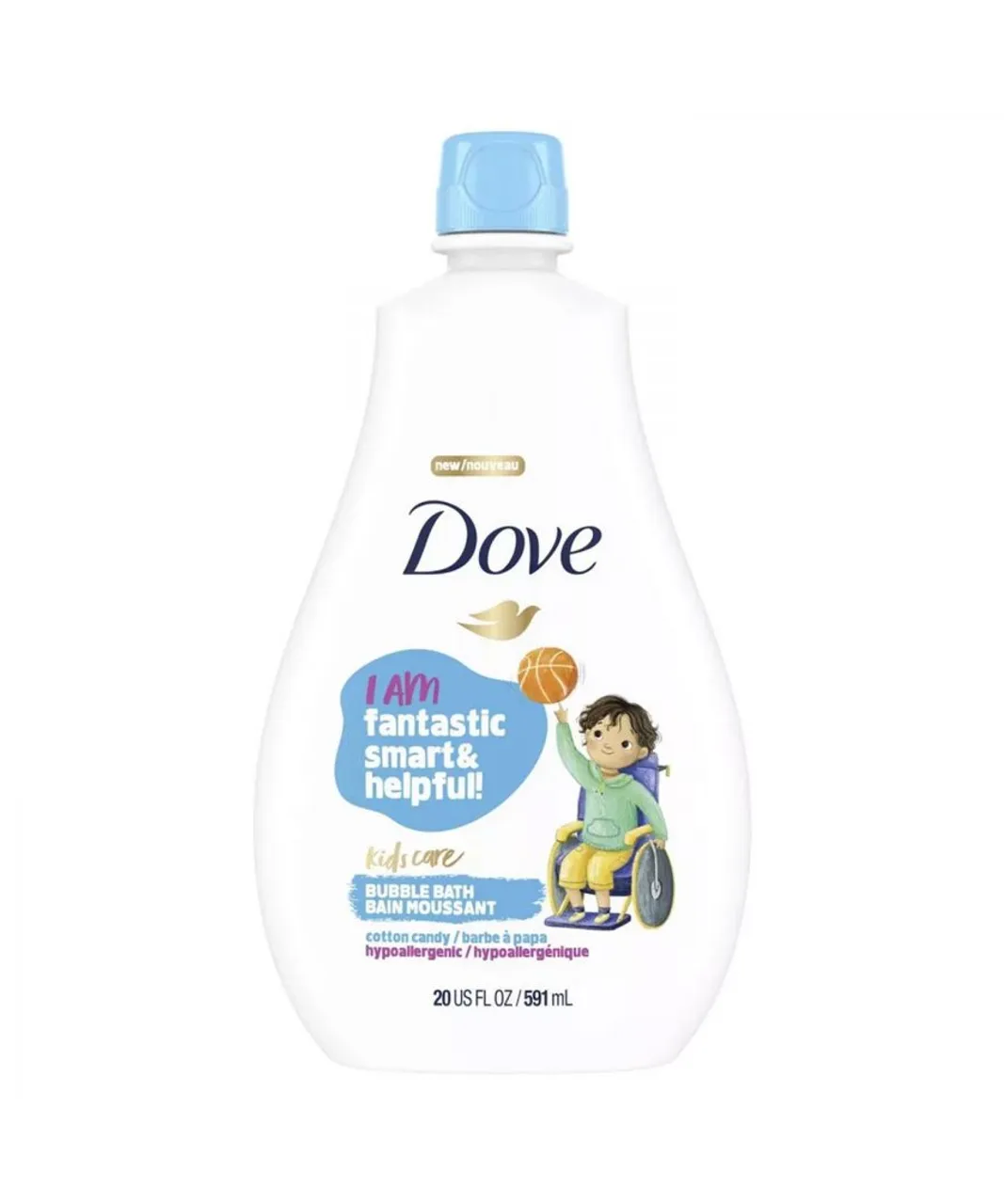 Dove Childrens Unisex Kids Care Bubble Bath Cotton Candy Hypoallergenic for Delicate Skin,2x591ml - Sky Blue - One Size