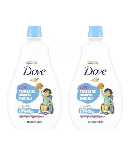 Dove Childrens Unisex Kids Care Bubble Bath Cotton Candy Hypoallergenic for Delicate Skin,2x591ml - Sky Blue - One Size