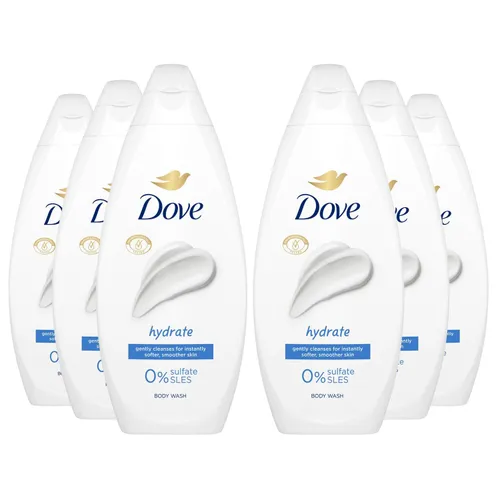 Dove Hydrate Body Wash Gentle cleansing for soft skin 6x