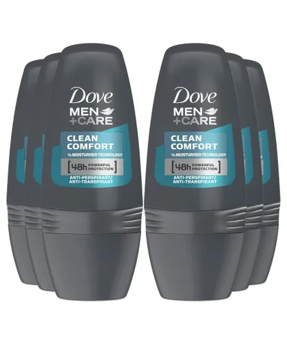 Dove Men+Care 48H Anti-Perspirant Deodorant Roll-On, Clean Comfort, 6Pk, 50ml - NA - One Size