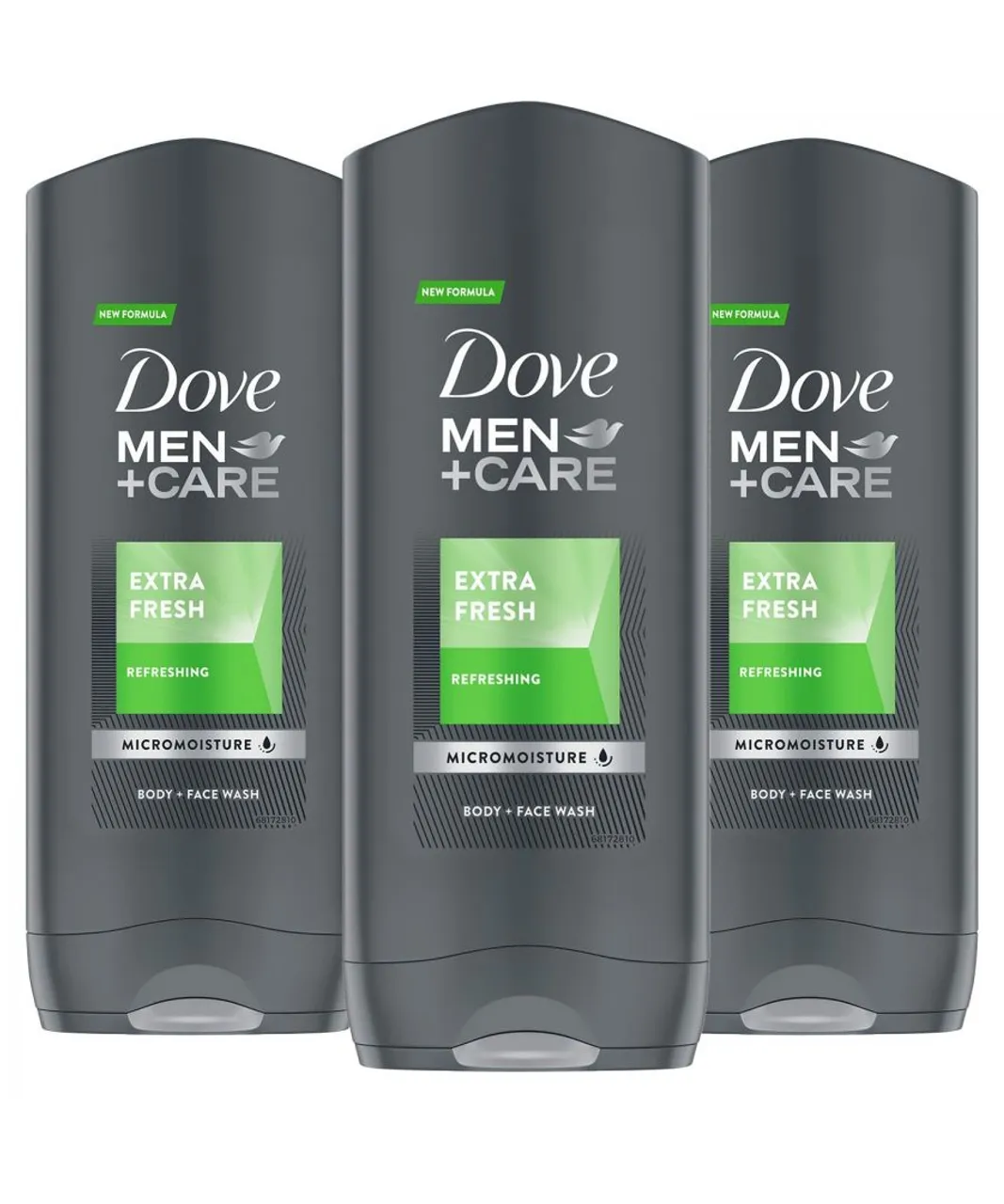 Dove Men+Care Micro Moisture Body & Face Wash, Extra Fresh, 400ml, 3Pk - NA - One Size