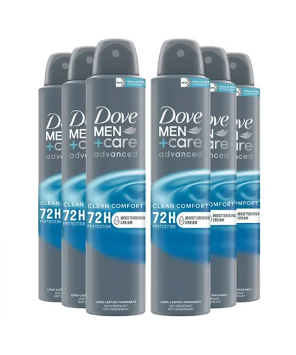 Dove Mens Anti-Perspirant Men+Care Advanced Clean Comfort 72H Protection Deo, 200ml, 6 Pack - Cream - One Size