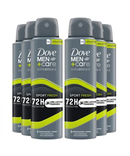 Dove Mens Men+Care Antiperspirant Deodorant 72H Protection Sport Fresh - 150 ml, 6 Pack - Cream - One Size