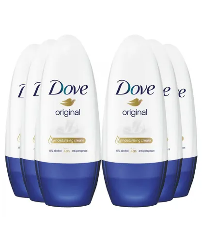 Dove Moisturising Cream Anti-Perspirant Roll-On, Original, 6 Pack 50ml - Black - One Size