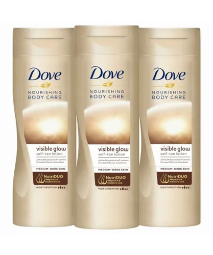 Dove Unisex Visible Glow Self-Tan Lotion Nourishing Care For Medium-Dark Skin, 3x400ml - One Size
