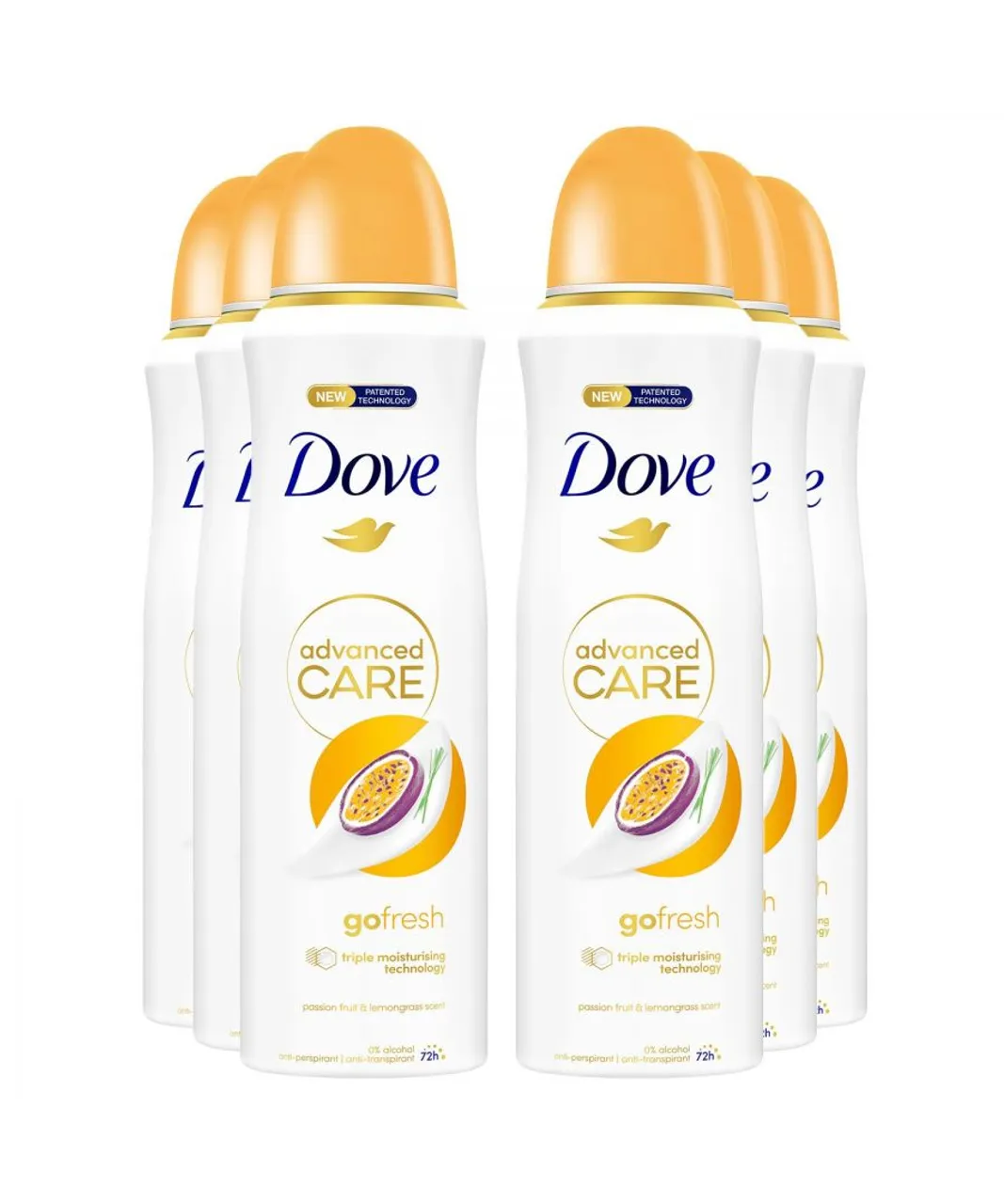 Dove Womens Advanced Care Antiperspirant Deodorant Passion Fruit & Lemongrass, 200 ml, 6 Pack - NA - One Size