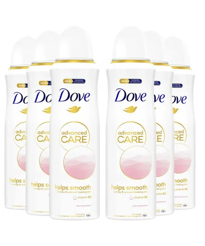 Dove Womens Advanced Care Antiperspirant Deodorant Spray 72H, Calming Blossom, 200 ml, 6 Pack - Apple - One Size