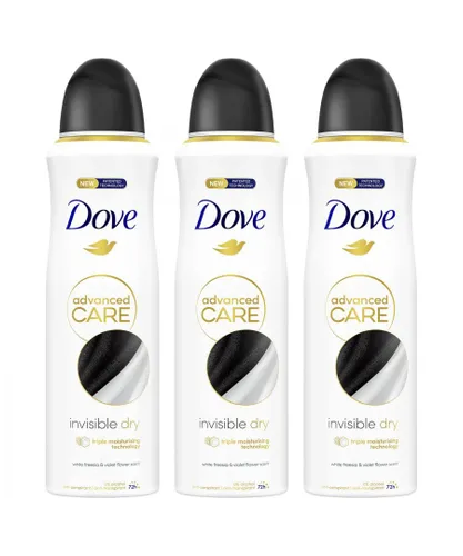 Dove Womens Advanced Care Antiperspirant Deodorant Spray 72H Invisible Dry, 200 ml, 3 Pack - Violet Lace - One Size