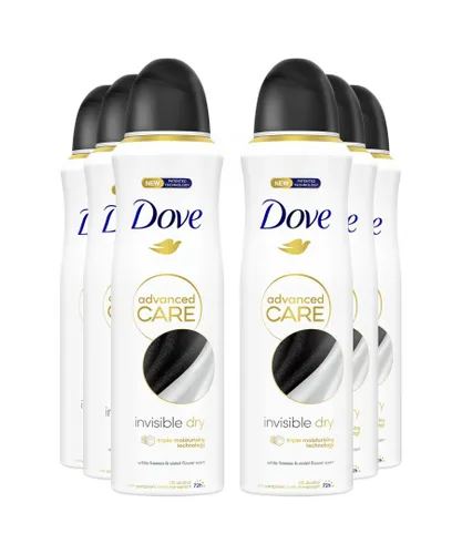 Dove Womens Advanced Care Antiperspirant Deodorant Spray 72H Invisible Dry, 200 ml, 6 Pack - One Size