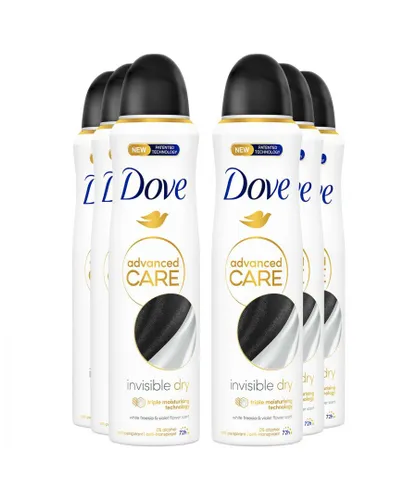 Dove Womens Anti-Perspirant Advanced Care Invisible Dry 72H Deodorant for Women, 150ml, 6 Pack - Violet - One Size